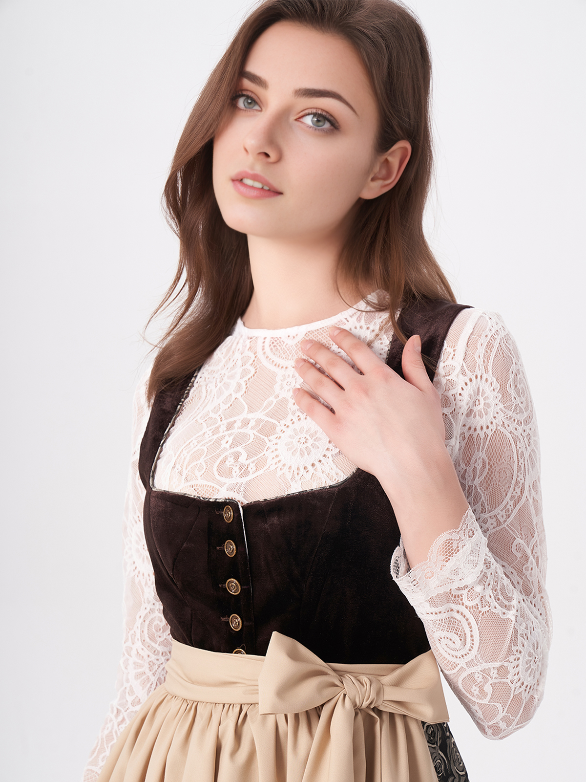 Dirndl aus Leder in Braun