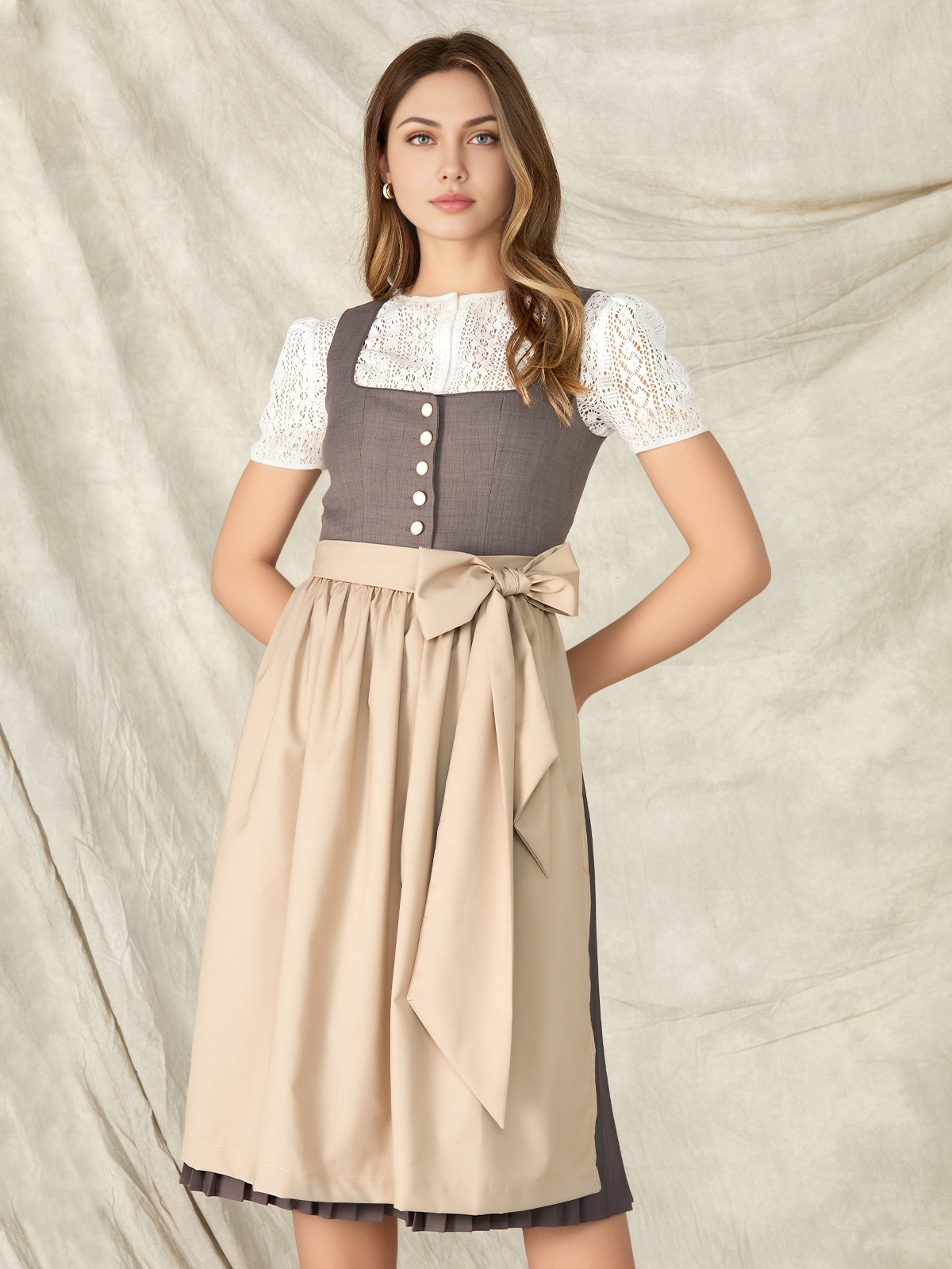 Elegantes graues Midi-Dirndl
